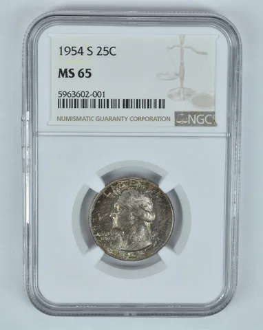 MS65 1954-S Washington Quarter - Graded NGC Toned! a9022
