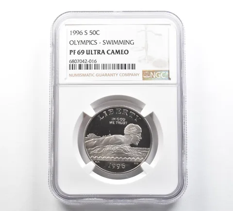 1996-S Olympic Swimming Commemorative Half Dollar PF69 UCAM NGC Brown Label