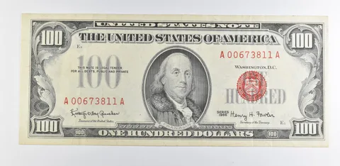 1966 $100 US Legal Tender Note Red Seal *9884