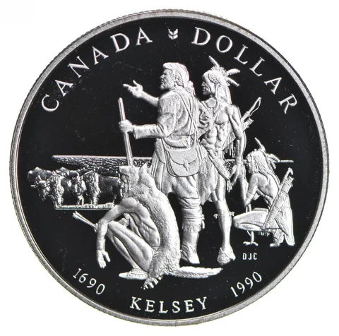 1990 Canada 50% Silver Canadian Silver Dollar - Henry Kelsey