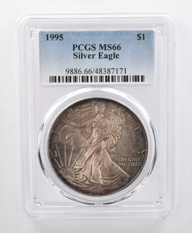 MS66 1995 American Silver Eagle PCGS Rainbow Toning *1207