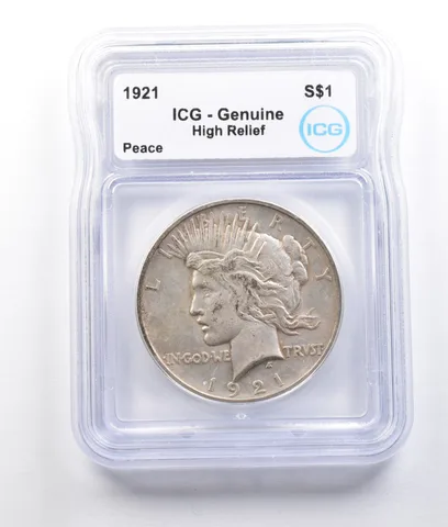 1921 Peace Silver Dollar High Relief Genuine ICG *2730