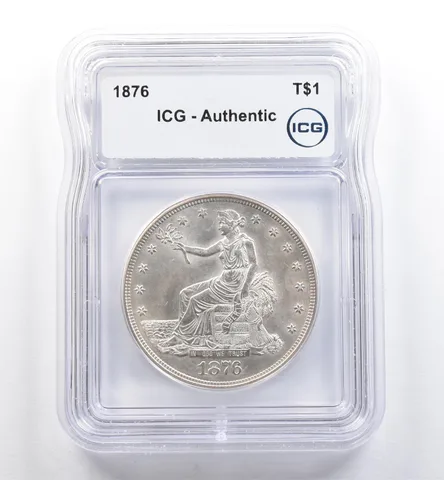 1876 Seated Liberty Trade Dollar Authentic ICG *6424