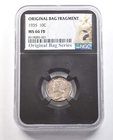 1935 Mercury Dime Original Bag Fragment MS66 FB NGC *6125