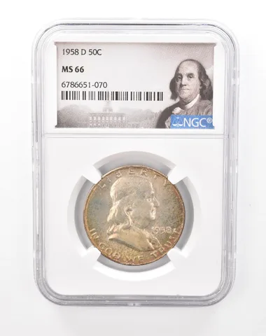 1958-D Franklin Half Dollar MS66 NGC Beautiful Tone *7498