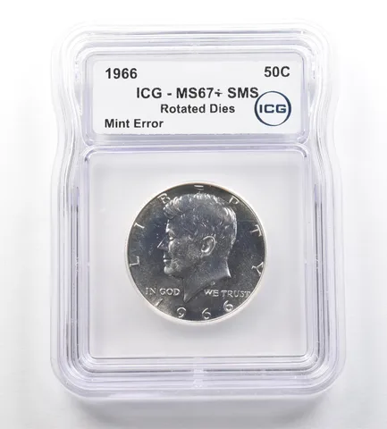 1966 Kennedy Half Dollar SMS Mint Error Rotated Dies MS67+ ICG *7659