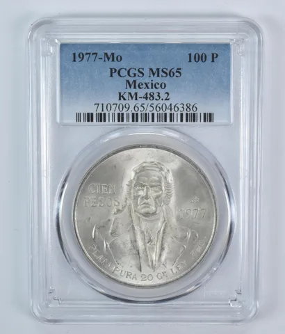 1977 Mo Mexico 100 Pesos Silver MS65 PCGS