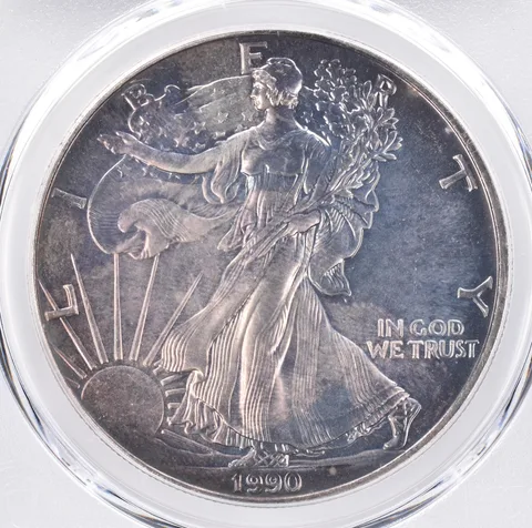 1990 American Silver Eagle MS64 PCGS Beautiful Tone *1486