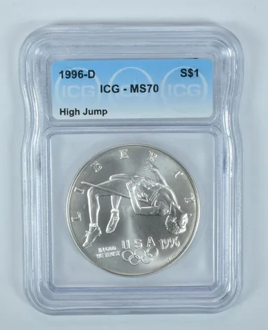 1996-D Olympic High Jump Commemorative Silver Dollar MS70 ICG