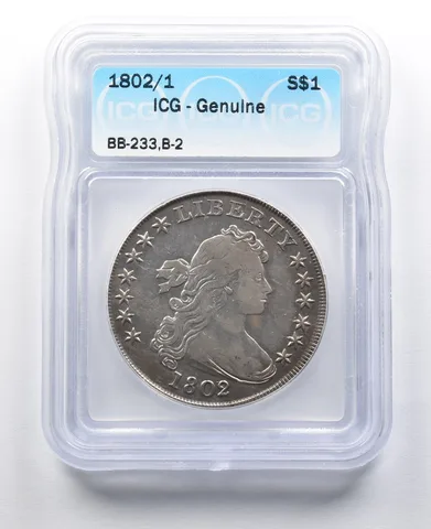 1802/1 Draped Bust Silver Dollar BB-233, B-2 ICG *2060