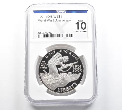1991-95-W World War II Commemorative Silver Dollar Proof 10 UCAM NGC X NGCX