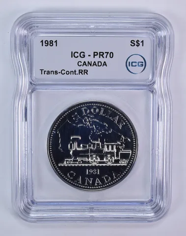 1981 Canada 1 Dollar Silver Trans-Continental Railroad PR70 ICG