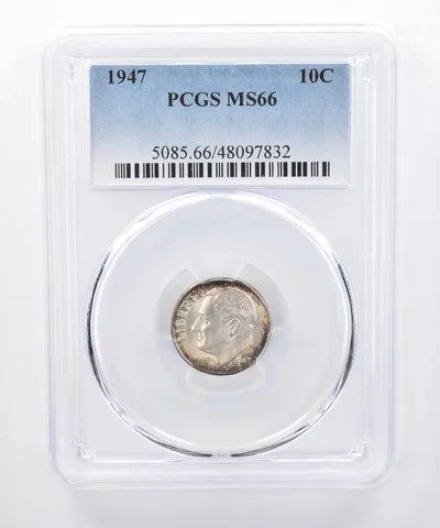 1947 Roosevelt Dime MS66 PCGS Peripheral Tone *8376