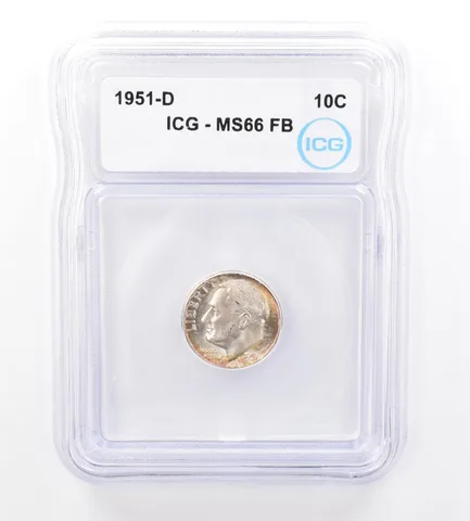 1951-D Roosevelt Dime MS66 FB ICG Beautiful Tone *1628