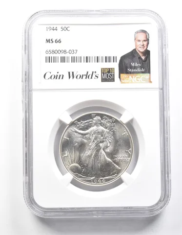 1944 Walking Liberty Half Dollar Miles Standish MS66 NGC a1446