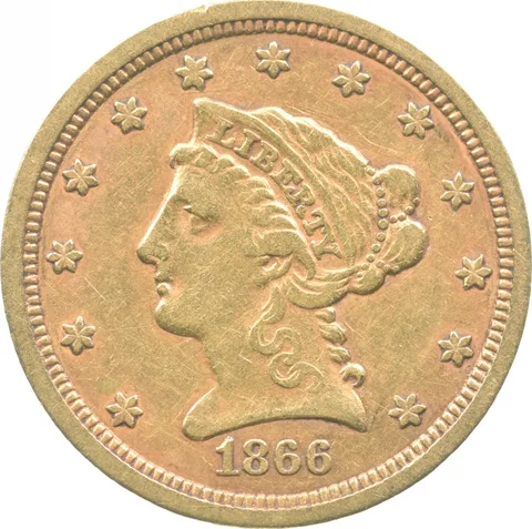 1866-S $2.50 Indian Head Gold Quarter Eagle *9006