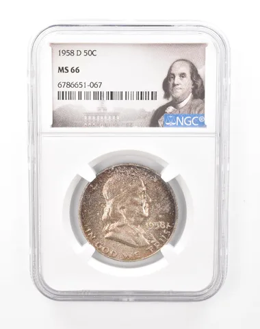 1958-D Franklin Half Dollar MS66 NGC Beautiful Mint Set Tone *6770