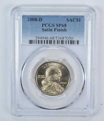 2008-D Sacagawea $1 Satin Finish SP68 PCGS Blue Label