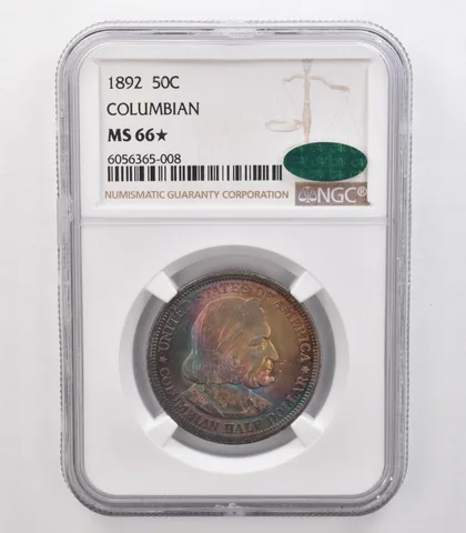 1892 Columbian Expo Commemorative Half Dollar MS66* STAR NGC CAC Rainbow a0715