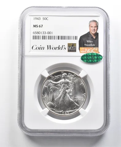 1943 Walking Liberty Half Dollar Miles Standish MS67 NGC CAC *8552