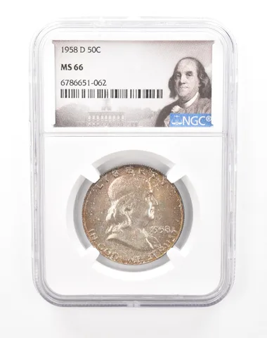 1958-D Franklin Half Dollar MS66 NGC Beautiful Mint Set Tone *6769