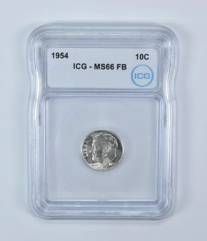1954 Roosevelt Dime MS66 FB ICG