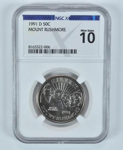 1991-D Mount Rushmore Commemorative Half Dollar Mint State 10 NGC X NGCX