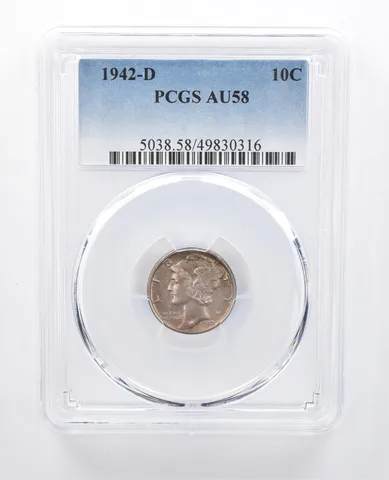 1942-D Mercury Dime AU58 PCGS Beautiful Tone *8043