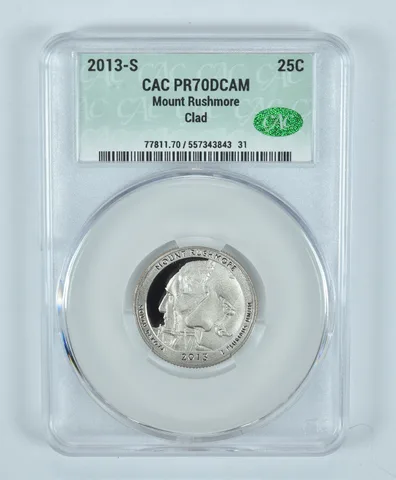 2013-S Washington Quarter Mount Rushmore CLAD ATB PR70 DCAM CAC CACg