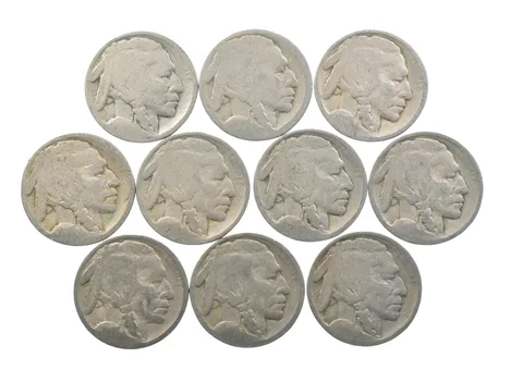 Lot 10 5c RAISED GROUND 1913 Buffalo Nickels First Year Issue! May be P/D/S *645