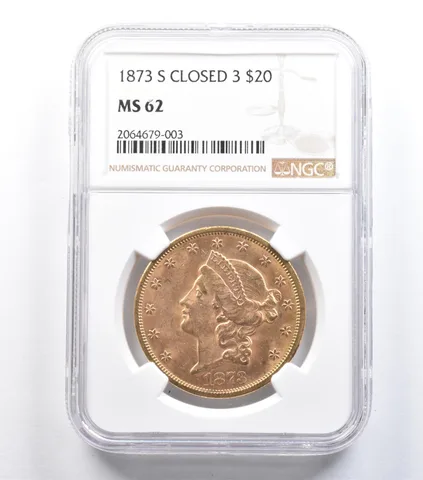 1873-S $20 Liberty Head Gold Double Eagle Closed 3 MS62 NGC a0872