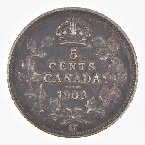 Better Date - 1903 Canada 5 Cents World Coin- Silver *131