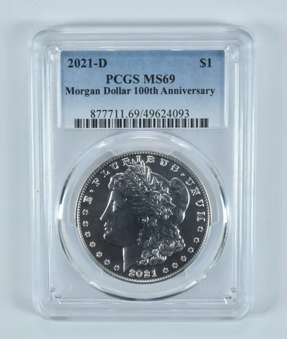 2021-D Morgan Silver Dollar MS69 PCGS Blue Label