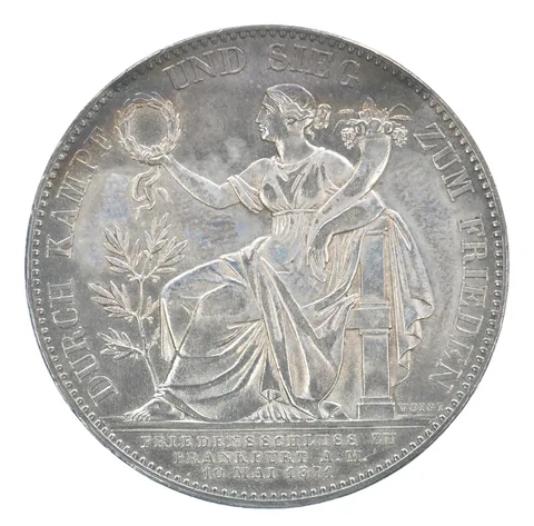 1871 Bavaria Vereinstaler Siegestaler Thaler Peripheral Tone *9257