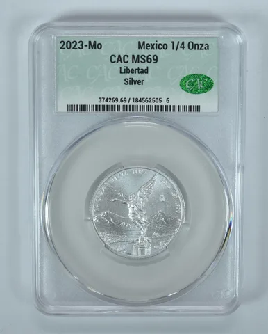 2023 Mo Mexico 1/4 Onza Silver Libertad MS69 CAC CACg