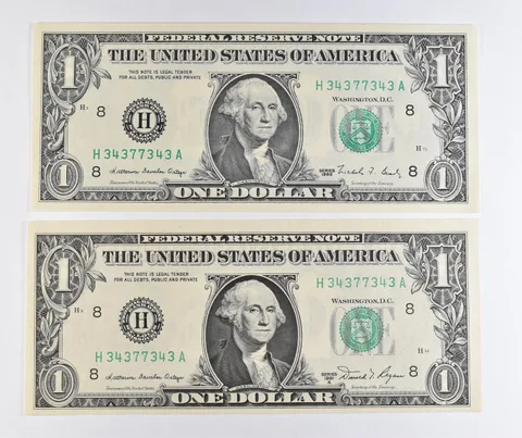 Lot (2) Matching Radar Numbers 1981 A/1988 $1 St Louis MO FRN *1709