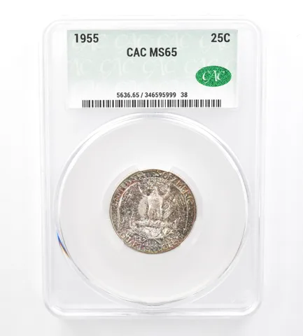1955 Washington Quarter MS65 CAC CACg Beautiful Tone *1738