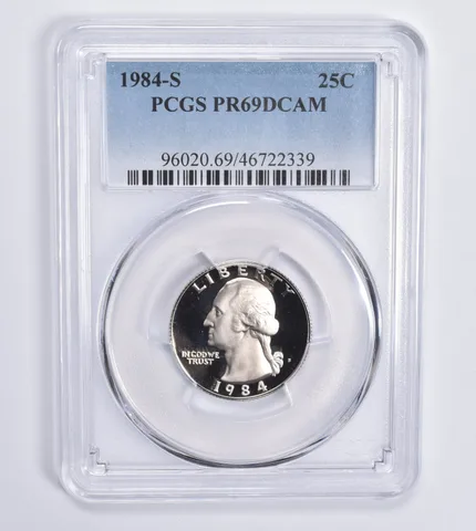 1984-S Washington Quarter 25c PR69 DCAM PCGS Blue Lbl