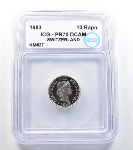 1983 Switzerland 10 Rappen KM#27 PR70 DCAM ICG *7944