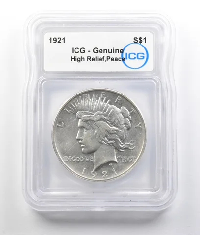 1921 Peace Silver Dollar High Relief Genuine ICG *9358