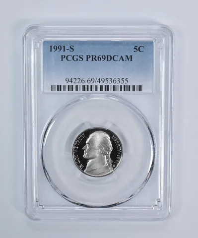 1991-S Jefferson Nickel PR69 DCAM PCGS Blue Label