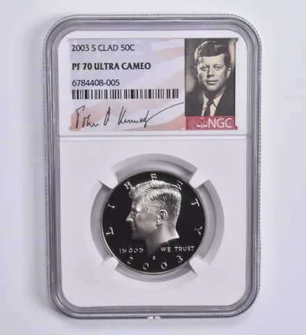 2003-S Kennedy Half Dollar CLAD 50c PF70 UCAM NGC Special Lbl