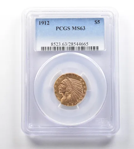 1912 $5 Indian Head Gold Half Eagle MS63 PCGS *1028