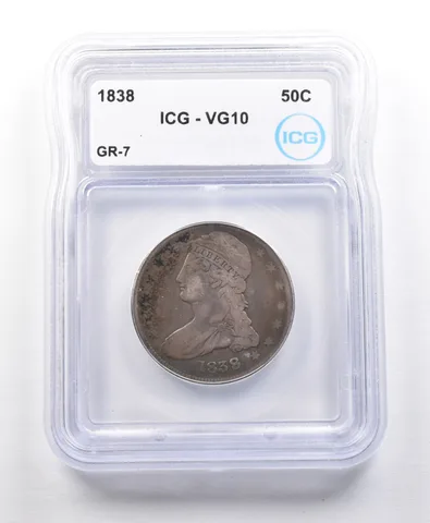 1838 Capped Bust Half Dollar GR-7 VG10 ICG *5597