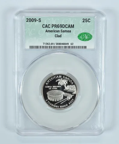 2009-S Washington State Quarter American Samoa CLAD PR69 DCAM CAC CACg