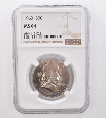 1963 Franklin Half Dollar MS64 NGC Beautiful Tone *9893