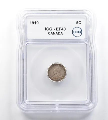 1919 Canada 5 Cents EF40 ICG *5301