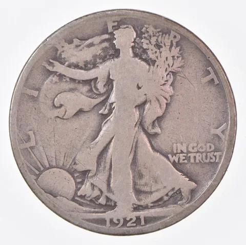 1921-S Walking Liberty Half Dollar CIRC G+ 90% Silver