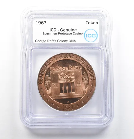 1967 Casino Token George Raft's Colony Club Specimen Prototype Genuine ICG a0558