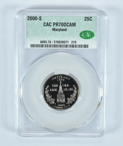 2000-S Washington State Quarter Maryland PR70 DCAM CAC CACg